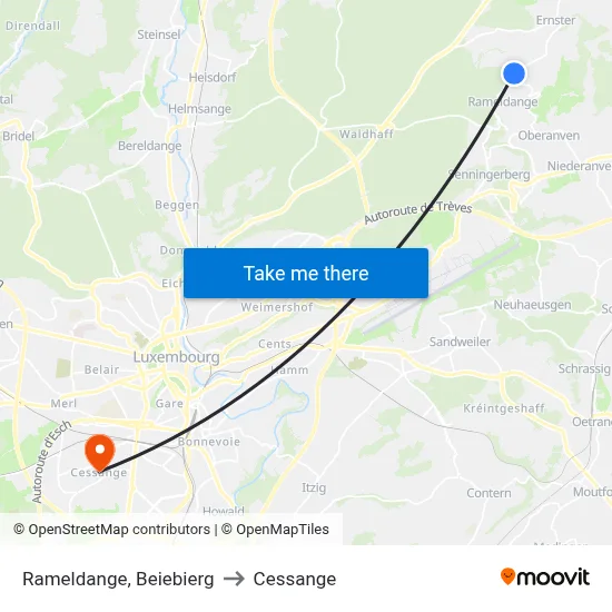 Rameldange, Beiebierg to Cessange map