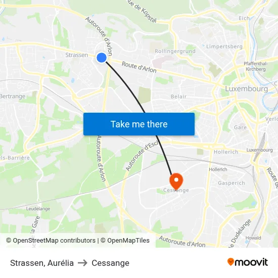 Strassen, Aurélia to Cessange map