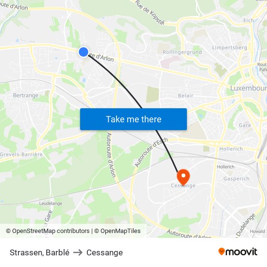 Strassen, Barblé to Cessange map