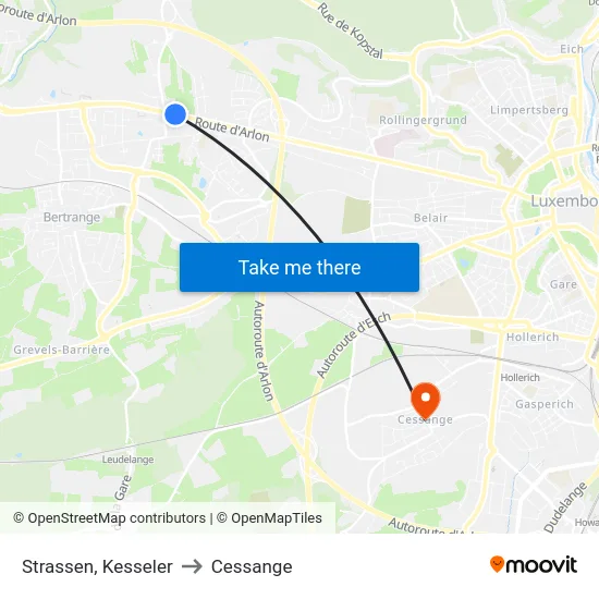 Strassen, Kesseler to Cessange map