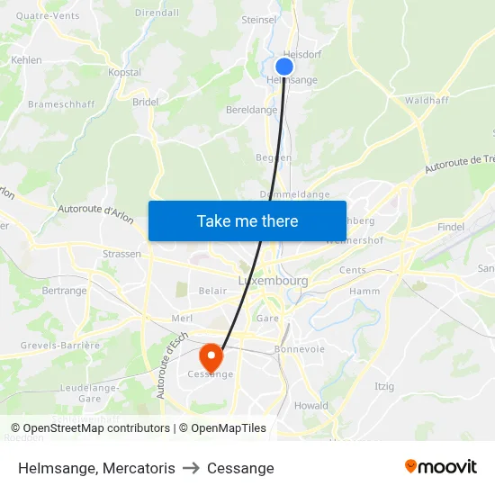 Helmsange, Mercatoris to Cessange map