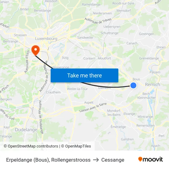 Erpeldange (Bous), Rollengerstrooss to Cessange map