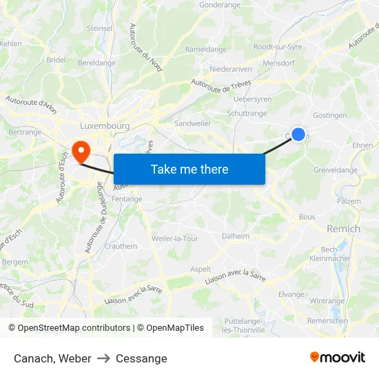 Canach, Weber to Cessange map