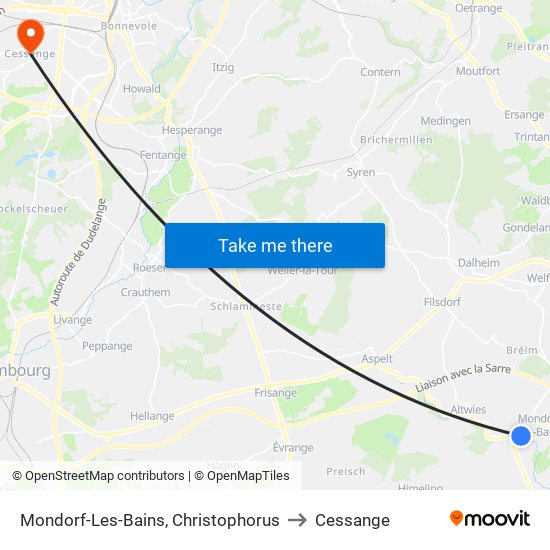 Mondorf-Les-Bains, Christophorus to Cessange map