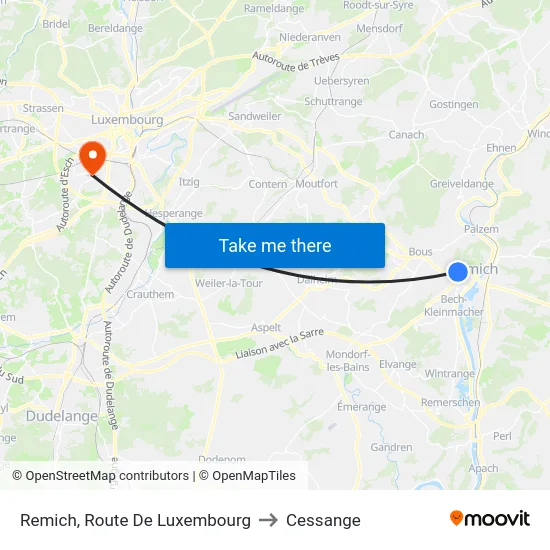 Remich, Route De Luxembourg to Cessange map