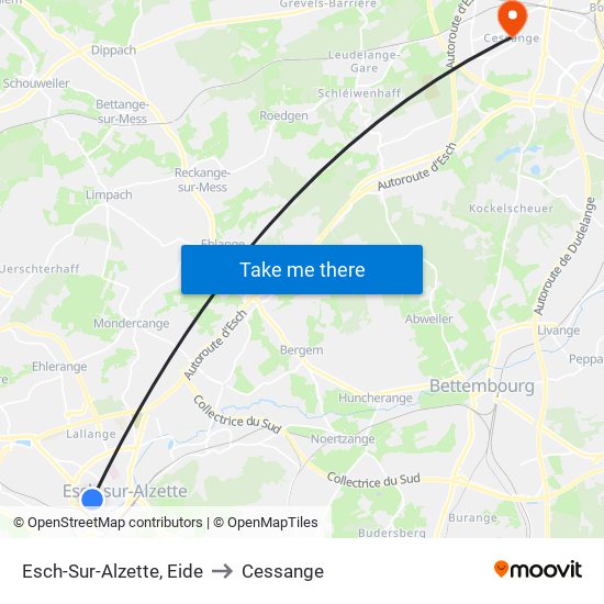 Esch-Sur-Alzette, Eide to Cessange map