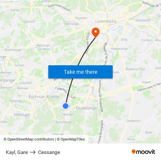 Kayl, Gare to Cessange map