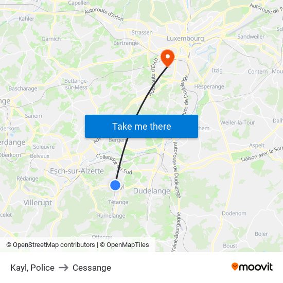 Kayl, Police to Cessange map