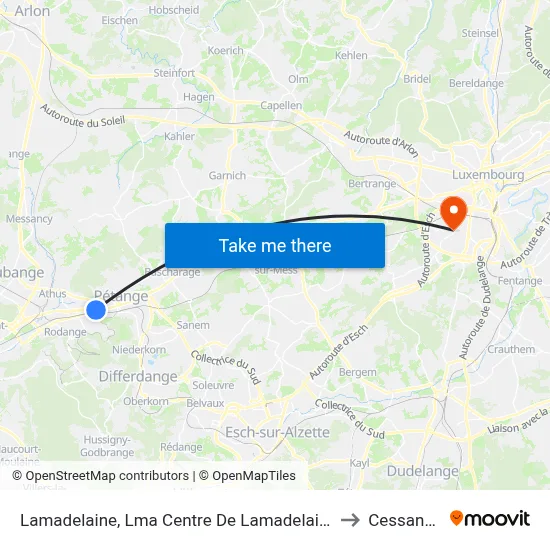 Lamadelaine, Lma Centre De Lamadelaine to Cessange map