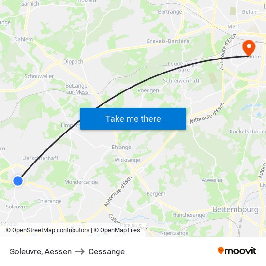 Soleuvre, Aessen to Cessange map