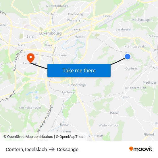 Contern, Ieselslach to Cessange map