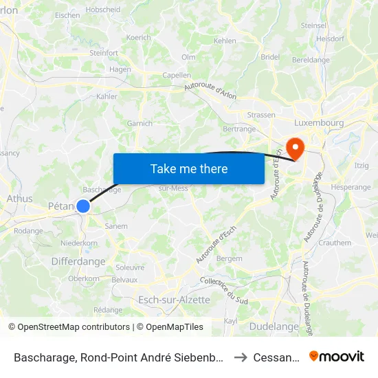 Bascharage, Rond-Point André Siebenbour to Cessange map