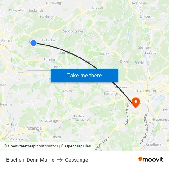 Eischen, Denn Mairie to Cessange map
