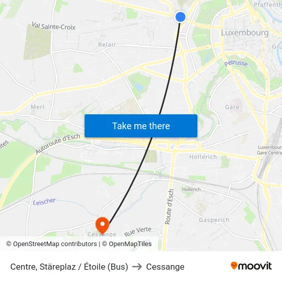 Centre, Stäreplaz / Étoile (Bus) to Cessange map
