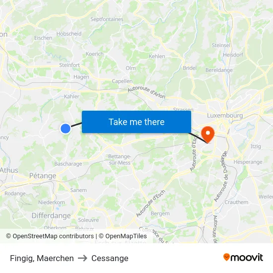 Fingig, Maerchen to Cessange map