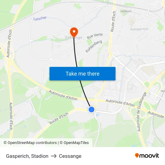 Gasperich, Stadion to Cessange map