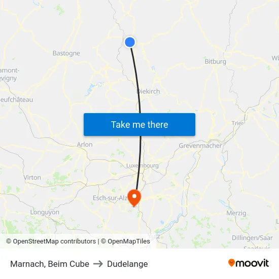 Marnach, Beim Cube to Dudelange map