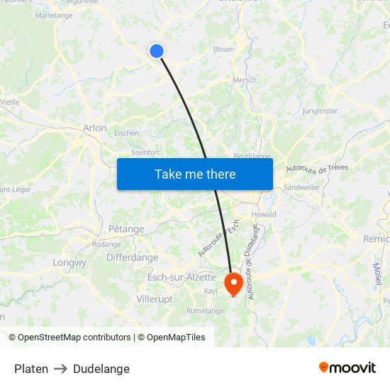 Platen to Dudelange map