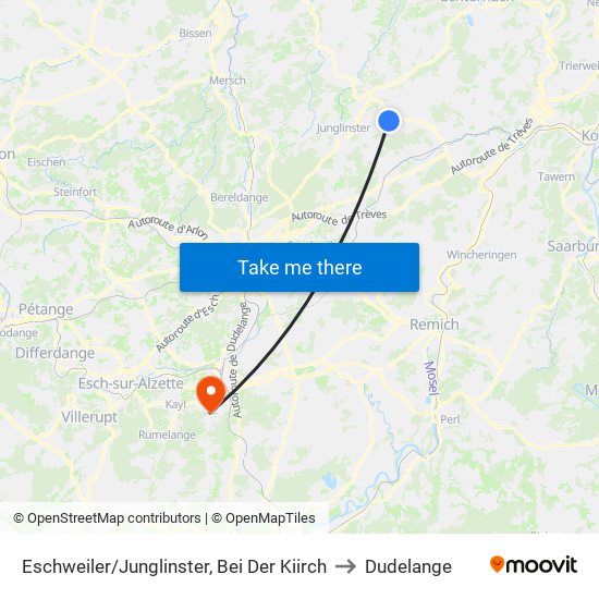 Eschweiler/Junglinster, Bei Der Kiirch to Dudelange map