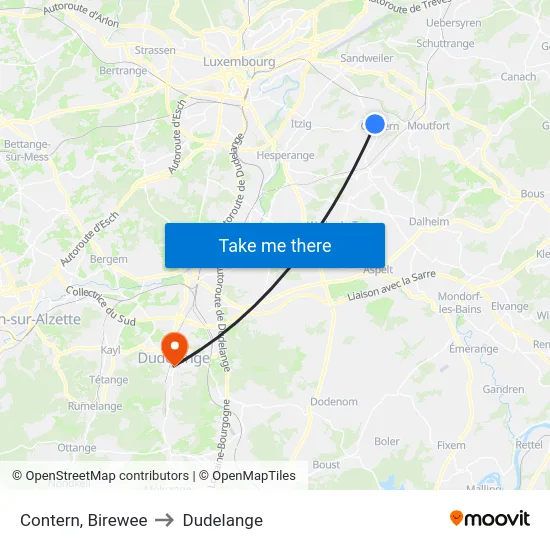 Contern, Birewee to Dudelange map