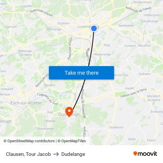 Clausen, Tour Jacob to Dudelange map