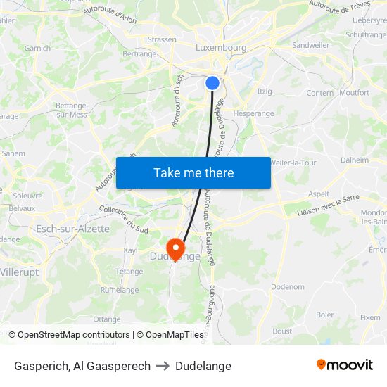 Gasperich, Al Gaasperech to Dudelange map