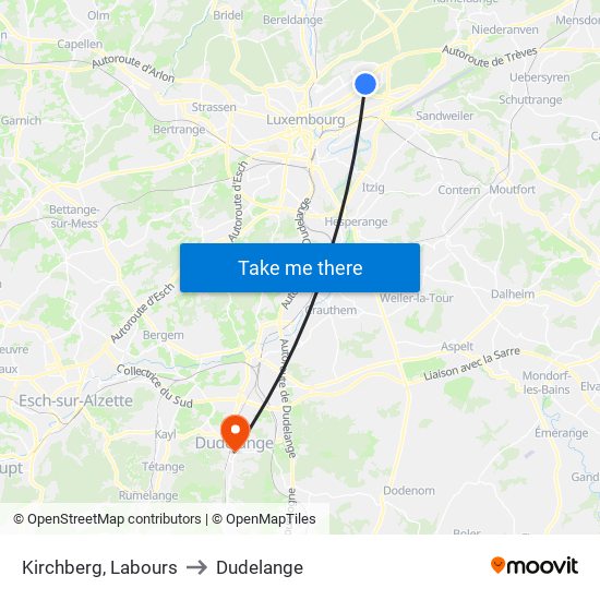 Kirchberg, Labours to Dudelange map
