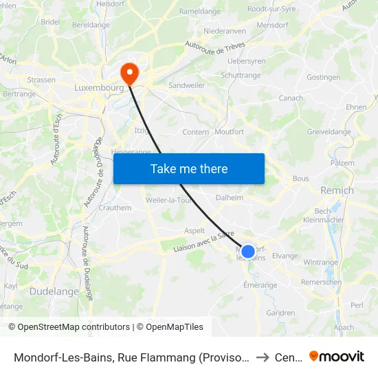 Mondorf-Les-Bains, Rue Flammang (Provisoire) to Cents map