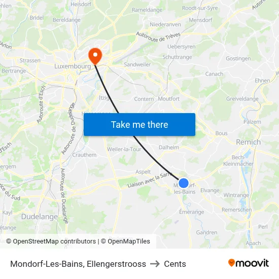 Mondorf-Les-Bains, Ellengerstrooss to Cents map