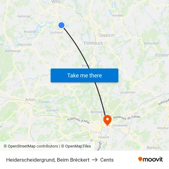 Heiderscheidergrund, Beim Bréckert to Cents map