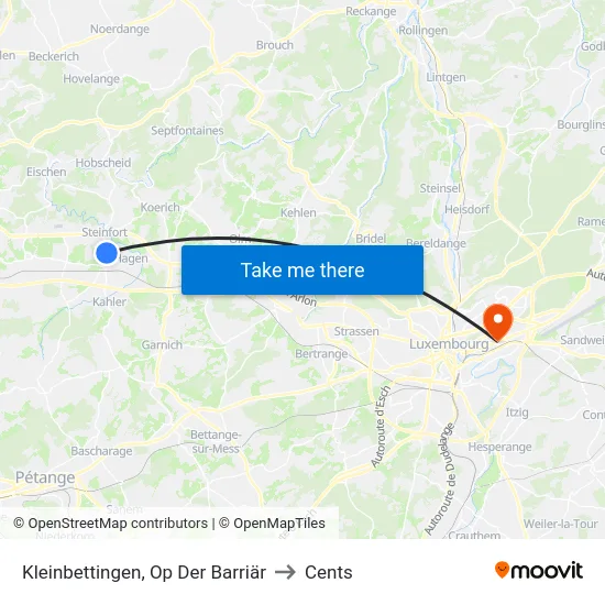 Kleinbettingen, Op Der Barriär to Cents map