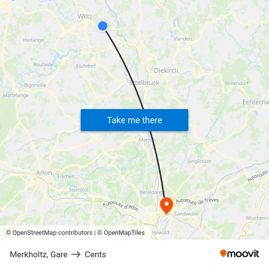 Merkholtz, Gare to Cents map