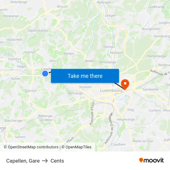 Capellen, Gare to Cents map