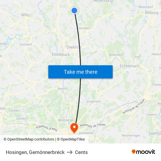 Hosingen, Gemönnerbréck to Cents map