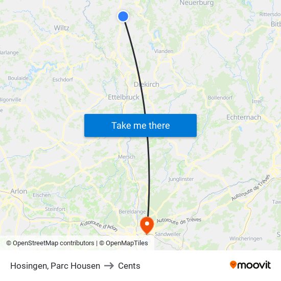 Hosingen, Parc Housen to Cents map