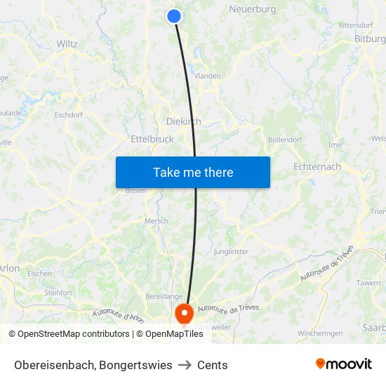 Obereisenbach, Bongertswies to Cents map