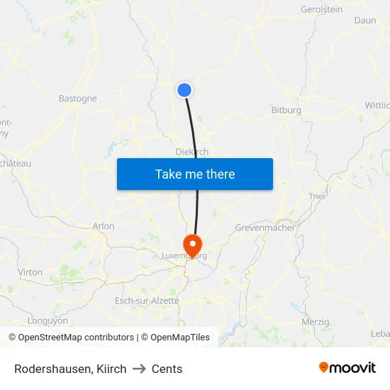 Rodershausen, Kiirch to Cents map