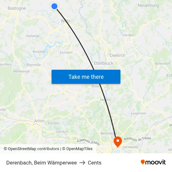 Derenbach, Beim Wämperwee to Cents map