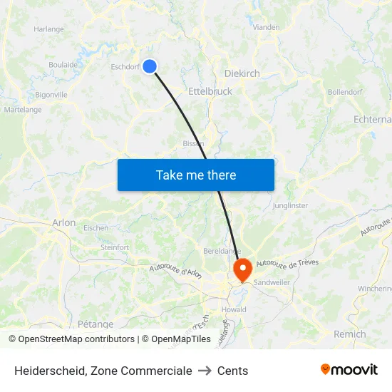 Heiderscheid, Zone Commerciale to Cents map