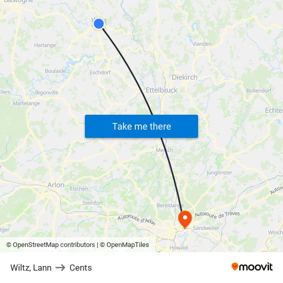 Wiltz, Lann to Cents map