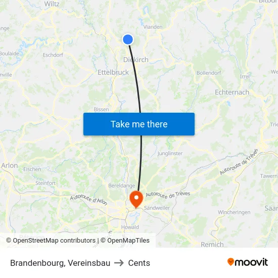 Brandenbourg, Vereinsbau to Cents map