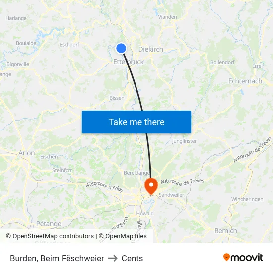 Burden, Beim Fëschweier to Cents map