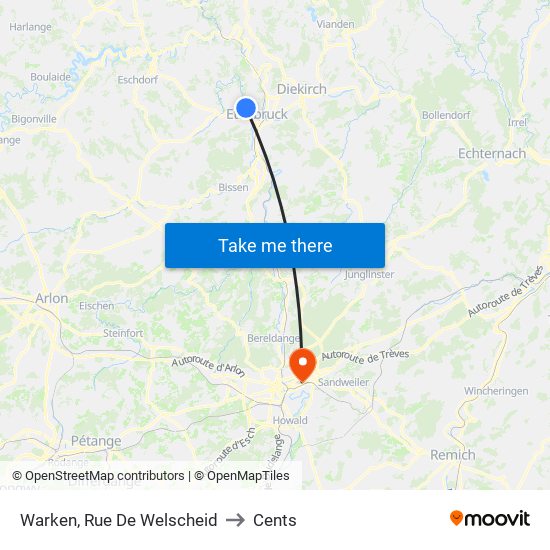 Warken, Rue De Welscheid to Cents map