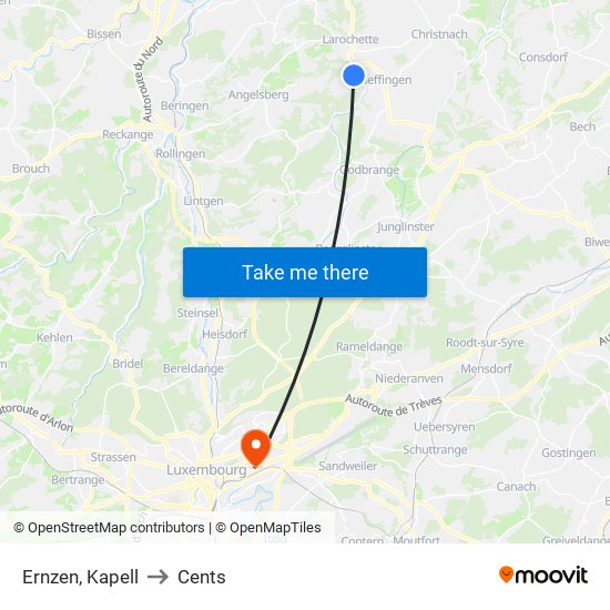 Ernzen, Kapell to Cents map