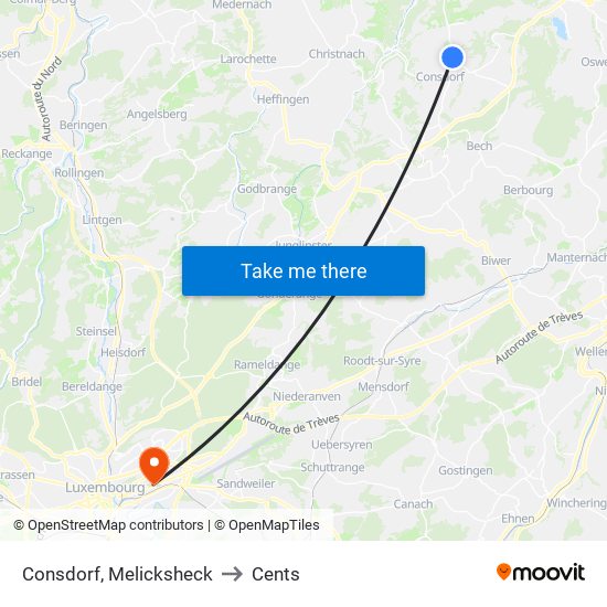 Consdorf, Melicksheck to Cents map