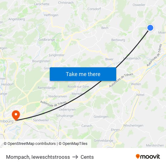 Mompach, Ieweschtstrooss to Cents map