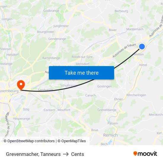 Grevenmacher, Tanneurs to Cents map