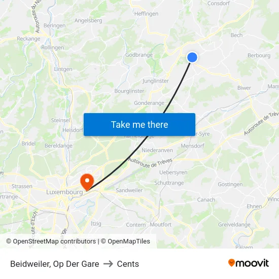 Beidweiler, Op Der Gare to Cents map