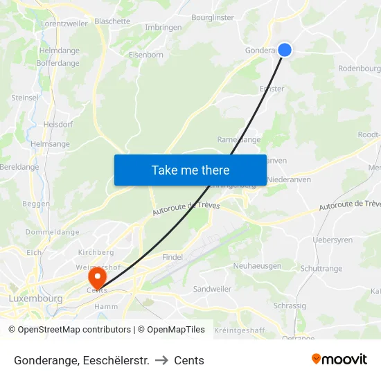 Gonderange, Eeschëlerstr. to Cents map