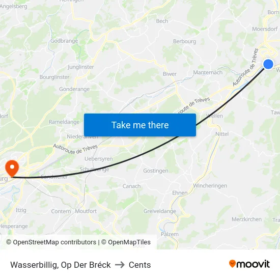 Wasserbillig, Op Der Bréck to Cents map